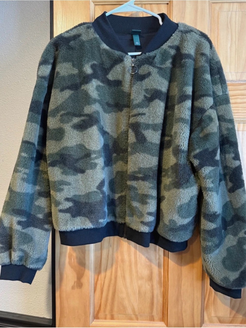 wild fable Green Camo Sherpa Bomber Jacket